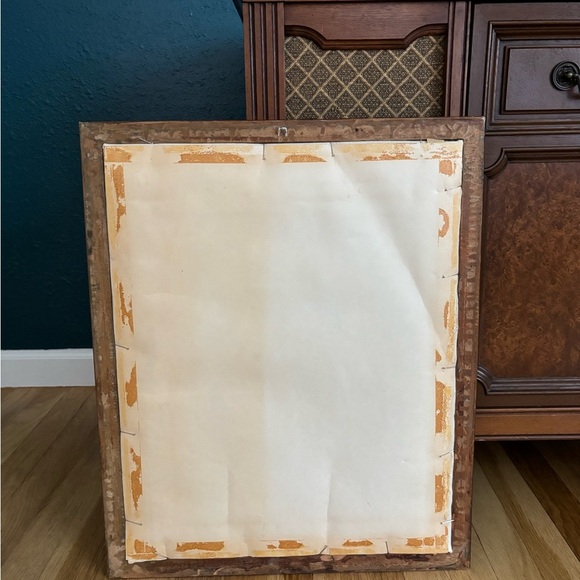 Vintage yellow bird on fence and flowers wood framed embroidered crewel - Picture 2 of 4